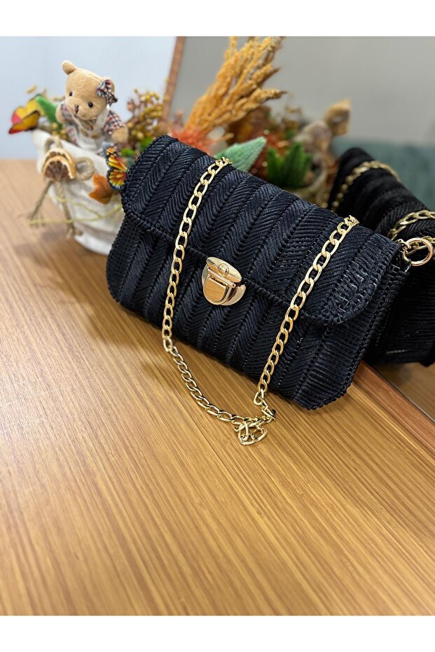 El Emeği Siyah Örme Çanta - 1