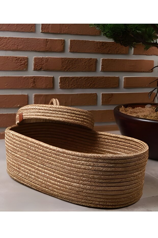 Wicker Basket Bread Basket with Lid Oval Wicker Basket Handmade Bamboo Basket