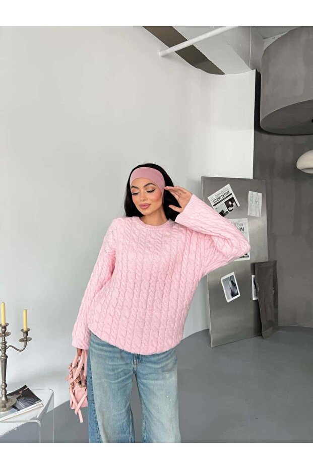 Kalın Örgü Oversize Triko Kazak - 1