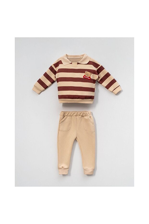 Baby Boy/Toddler Striped 2-Piece Set with Teddy Bear