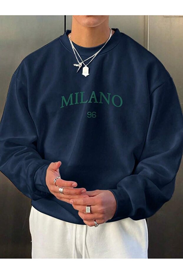 سويت شيرت ميلانو 96 مطبوع كبير الحجم للرجال