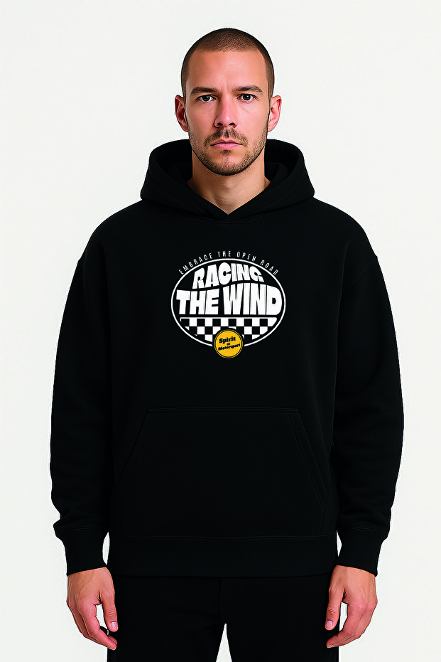 The Wind Logo Black Basic Sweatshirt Hoodie - 1