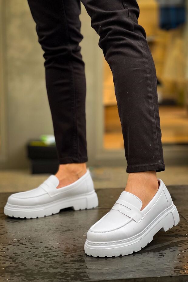 Ch2417 Lavoric Men's Casual Laceless Leather Classic Shoes Cbt - White