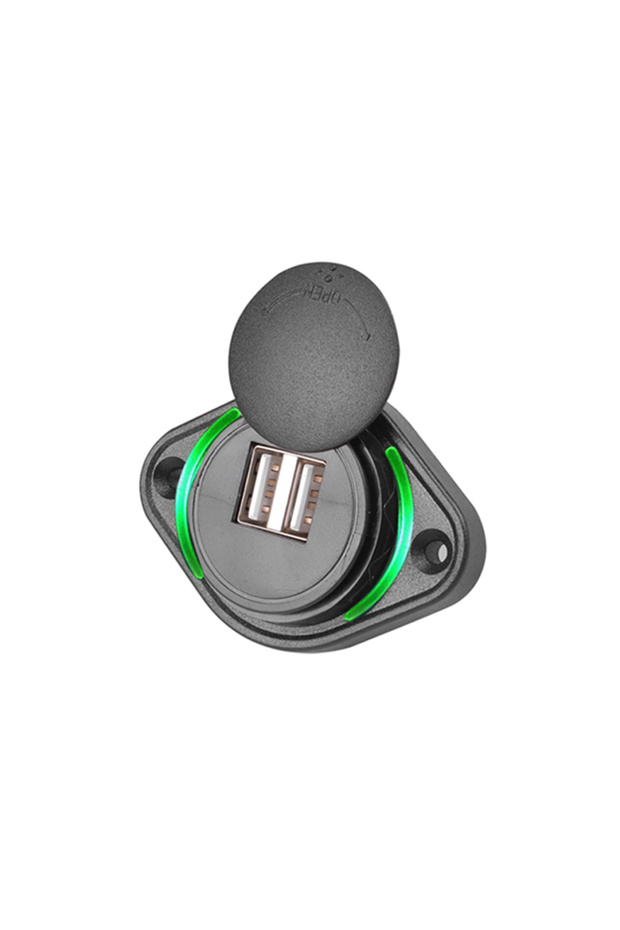 kebidumei Oval 3.1A Green Dual USB Charger Car Charger Power Socket Adapter Charging Panel Mount 12-