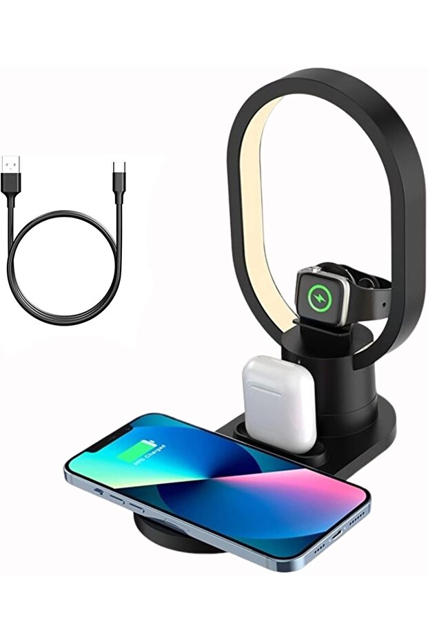 4-in-1 15W Wireless Charging Desk Lamp | Fast Charge, Safe, Low Temp, ABS Quality