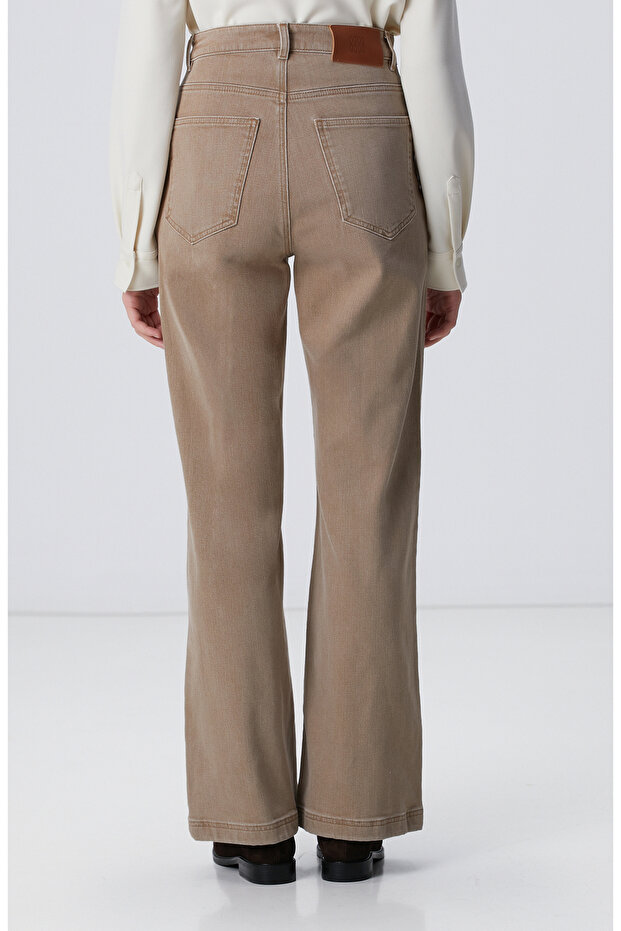 Bej Denim Pantolon - 5