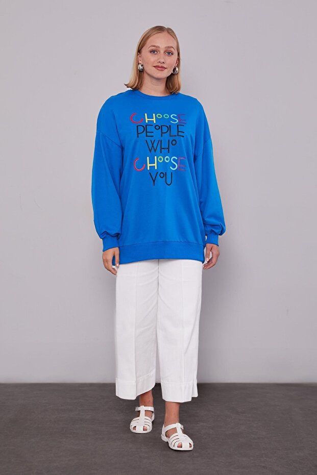 Saks Harf Baskı Detaylı Sweat - 4