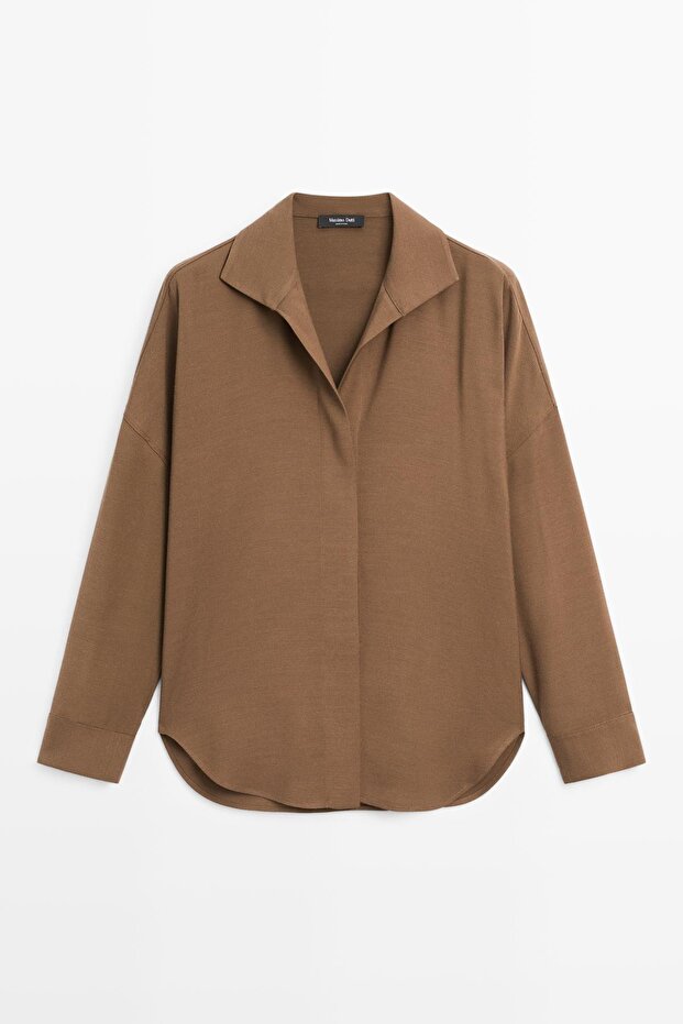 Dökümlü pamuklu gömlek - 5