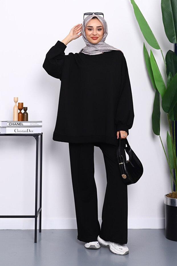 Black Two Thread Oversize Pants Suit