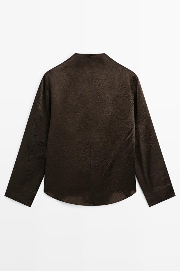 Drape yaka dökümlü bluz - 8