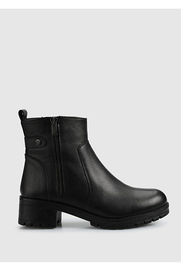 Siyah Deri Kadın Bot - 1