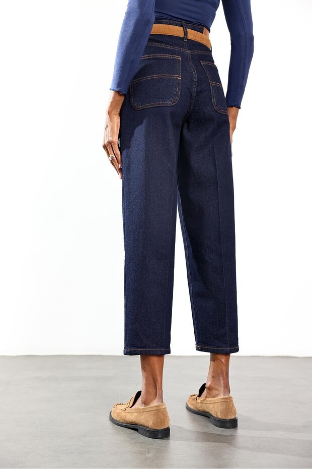 Rins Yıkamalı Yüksek Bel Baggy Jean RM3004 - 6