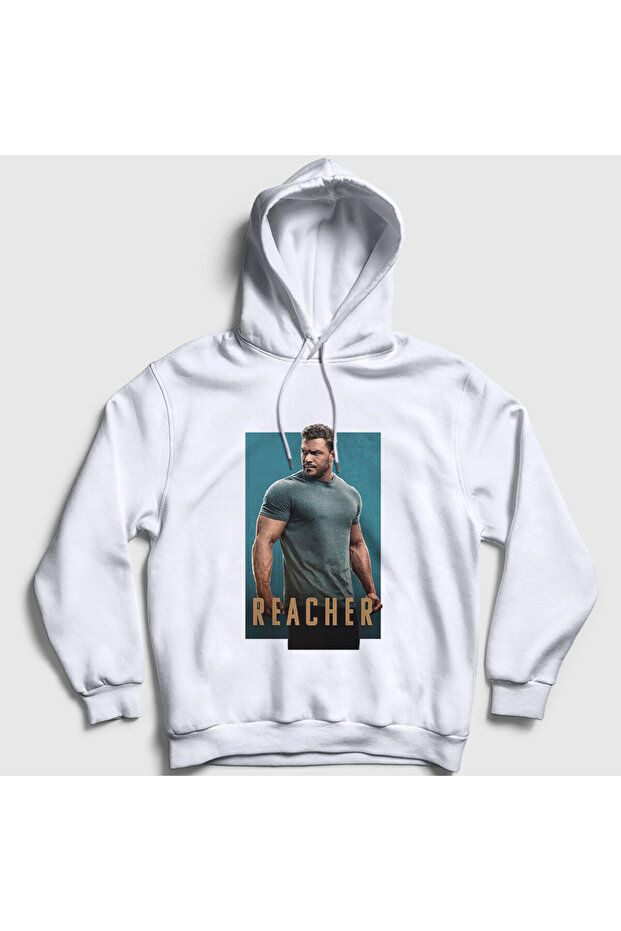 Unisex White Poster Reacher Alan Ritchson Hooded Sweatshirt 579473Tt