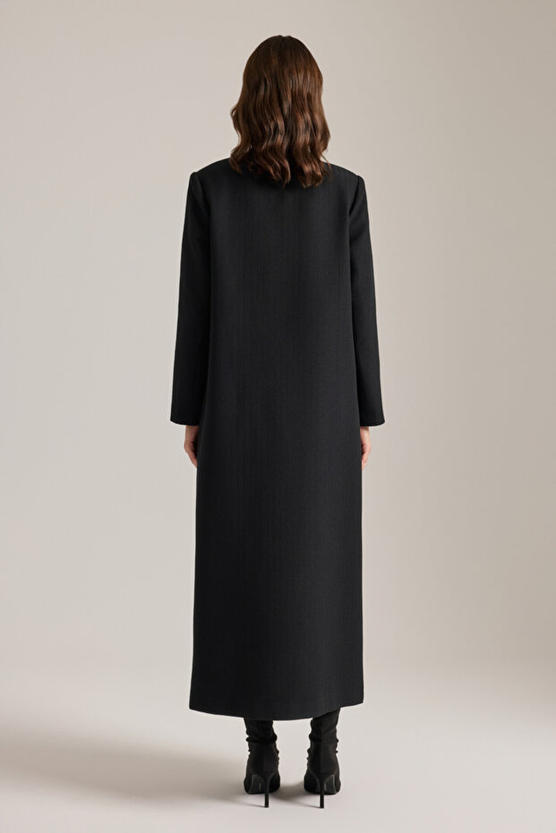 Özel Dokulu Kumaş Pardösü - 6