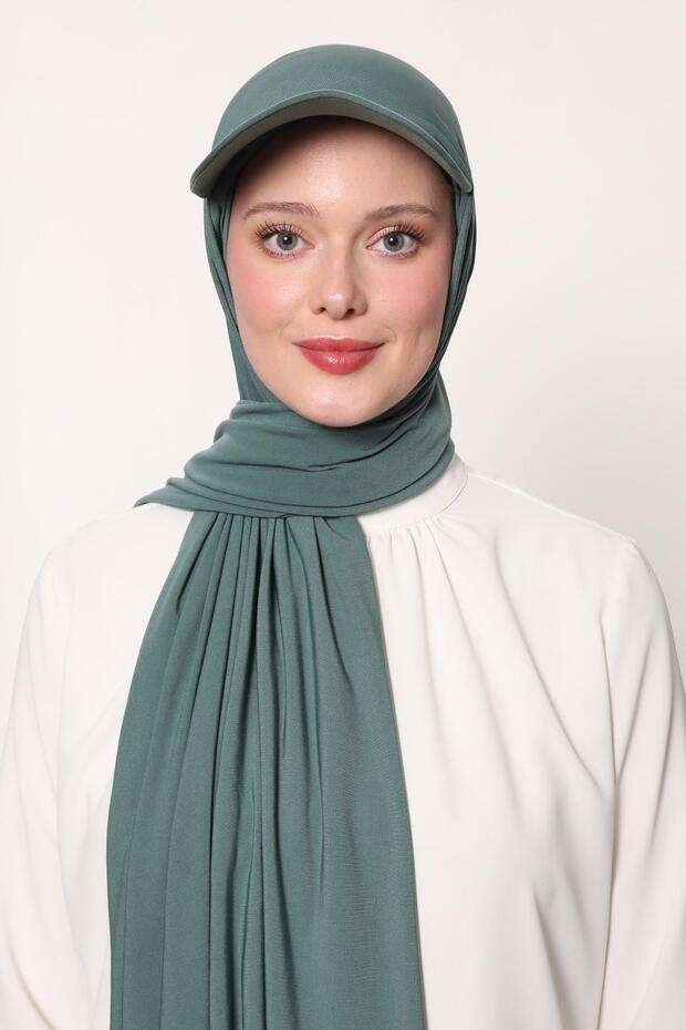 شال عملي باللون الأخضر مع قبعة - 2
