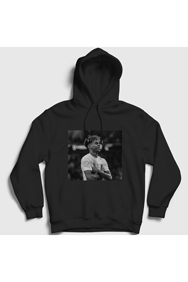 Unisex Black Poster Laminated Yamal Hooded Sweatshirt 579389Tt