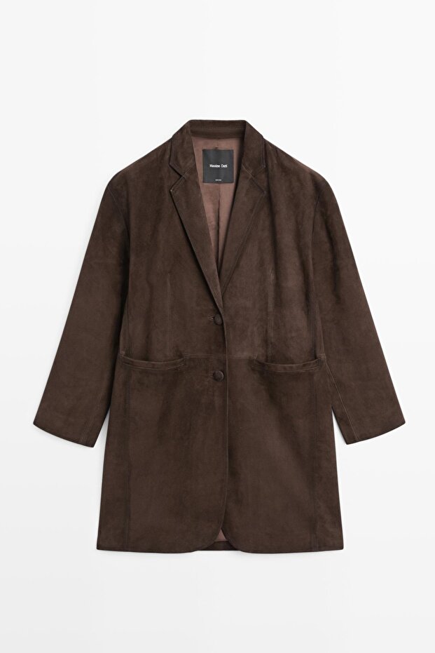 Uzun süet deri kaban - 5