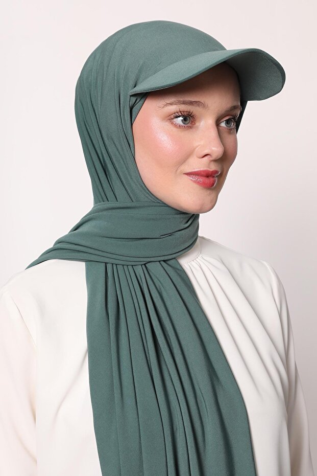 شال عملي باللون الأخضر مع قبعة - 3