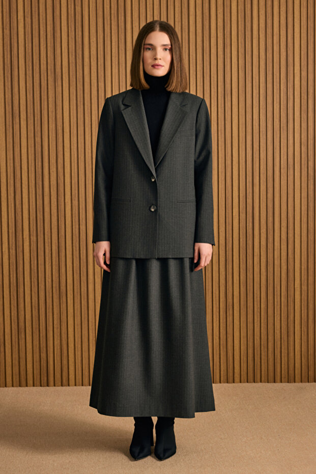 Çizgili Dokuma Ceket - 3