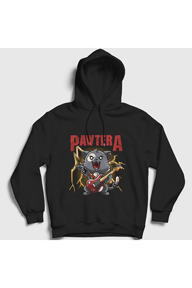 سويت شيرت بقلنسوة للجنسين باللون الأسود من Pawtera Pantera Cat 579097tt