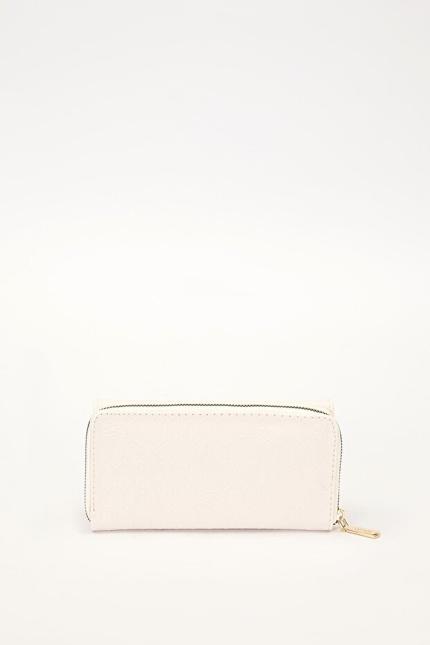 Krem Logo Detay Cüzdan - 4