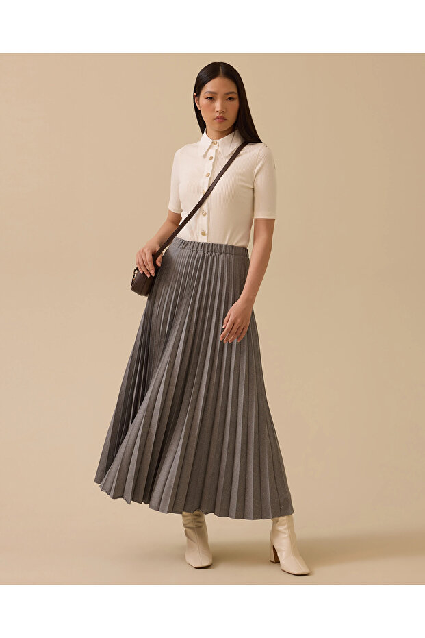 Elastik Bel Pliseli Etek - 1