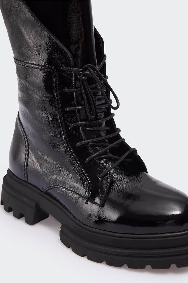 Mararae Siyah Kırışık Rugan Kadın Bot - 3