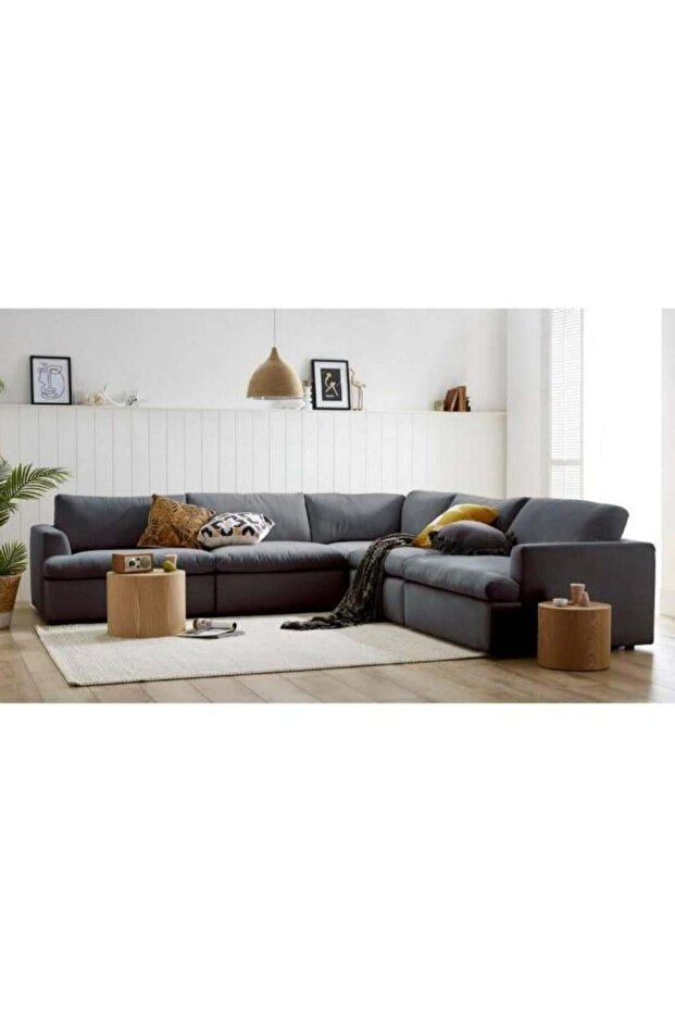 أريكة زاوية 300x300x95x90 سم - رمادي