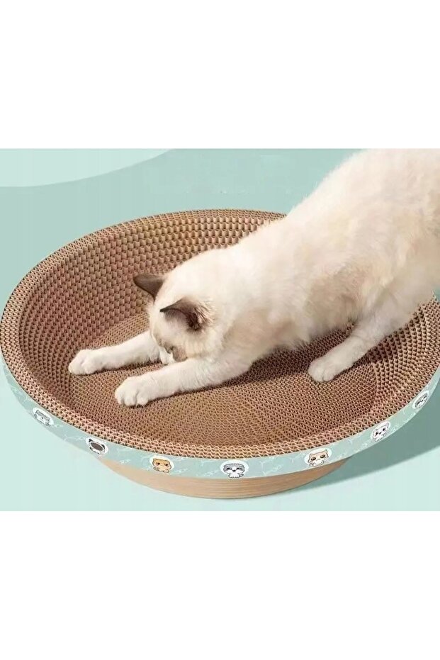 Circular cat scratcher, with catnip, 30 x 8 cm, cardboard, brown - 9