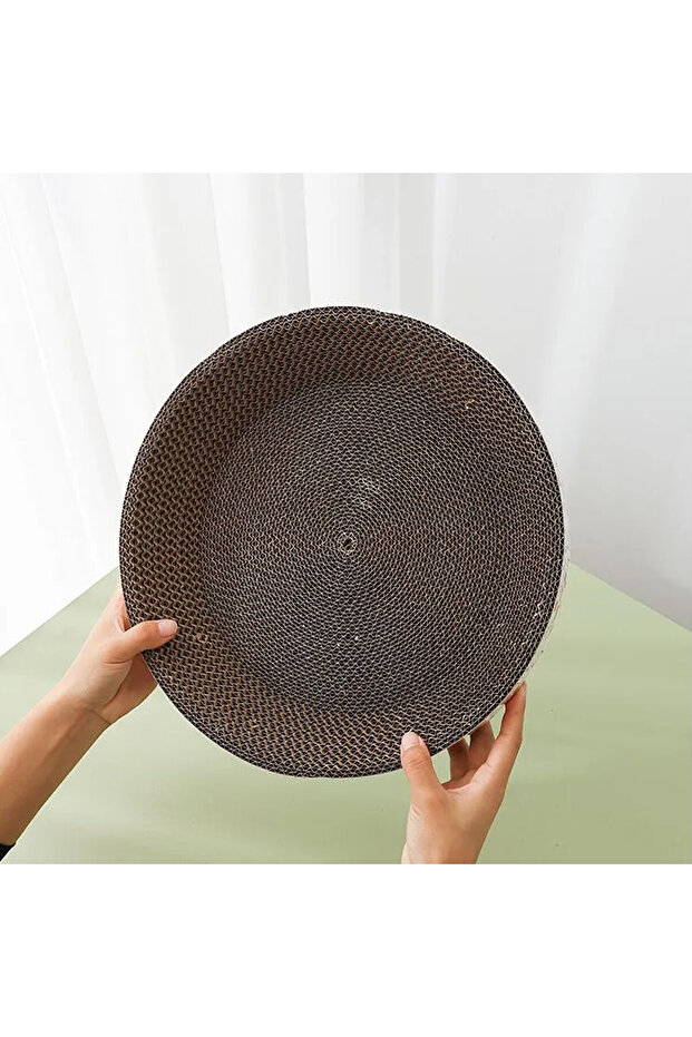 Circular cat scratcher, with catnip, 30 x 8 cm, cardboard, brown - 8
