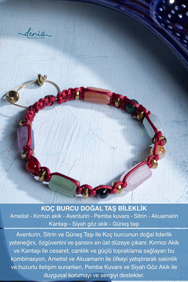 Certified Aries Natural Stone Macrame Bracelet