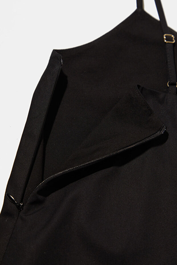 SİYAH ASKILI MAXİ ELBİSE - 6