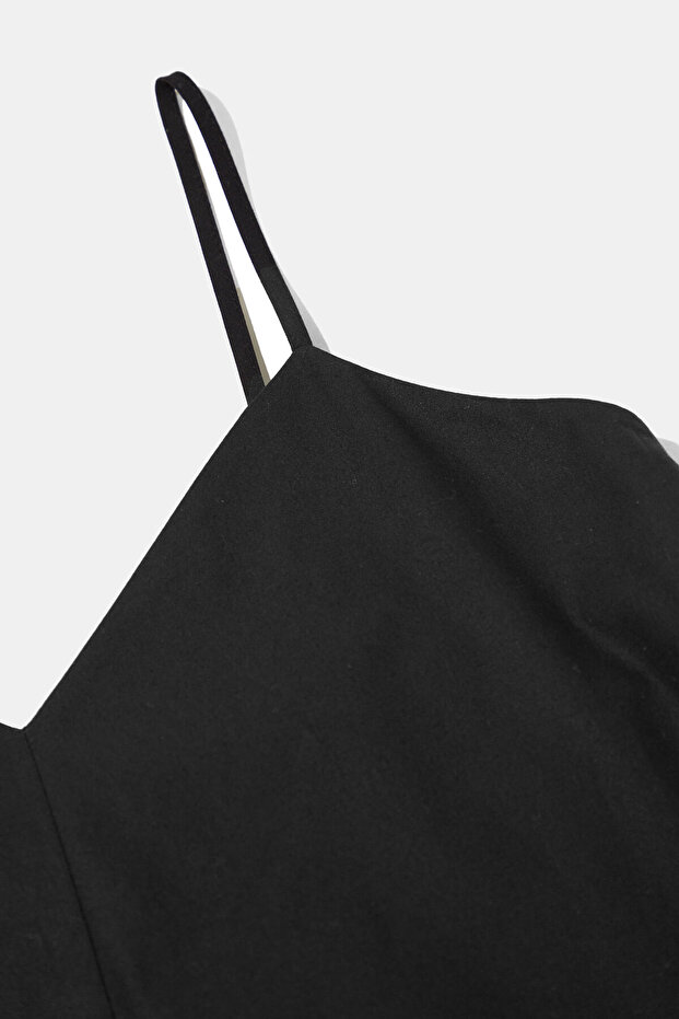 SİYAH ASKILI MAXİ ELBİSE - 3