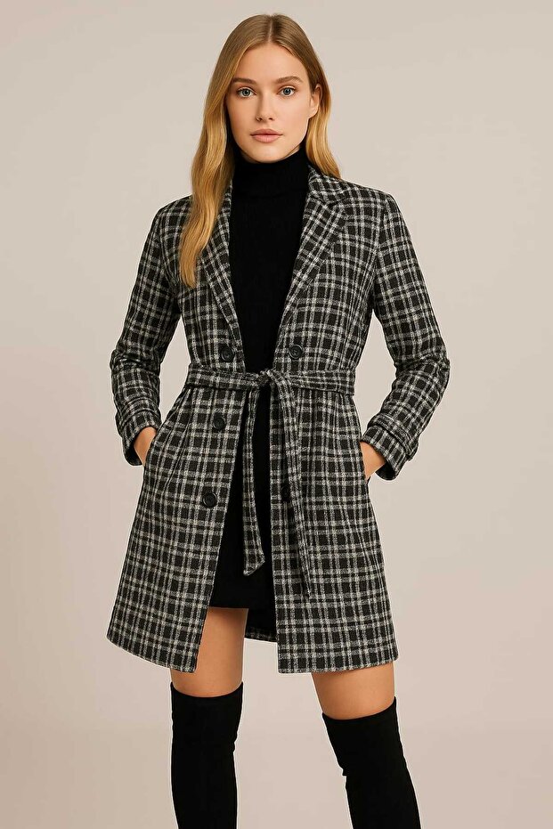 Mevsimlik Örme Ekose Kaban - 1