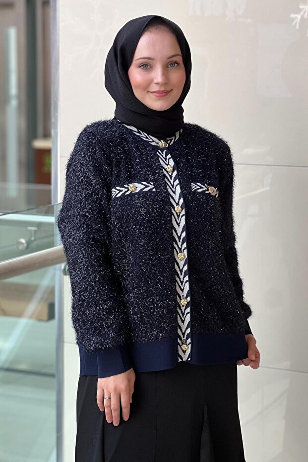 Ribanalı Sim İpli Triko Hırka - 1