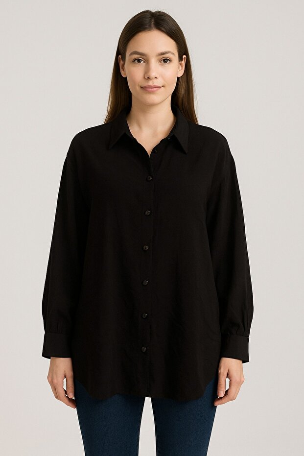 HEDEF DAİSY Kadın Giyim Oversize Klasik Yaka Salaş Gömlek - Fiyatı