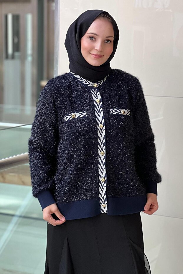 Ribanalı Sim İpli Triko Hırka - 2