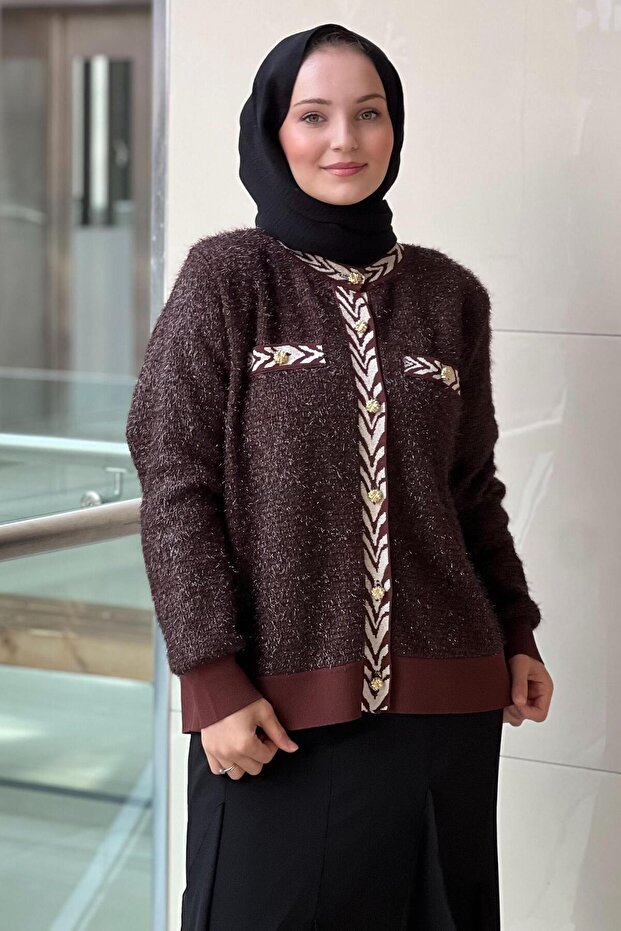 Ribanalı Sim İpli Triko Hırka - 1