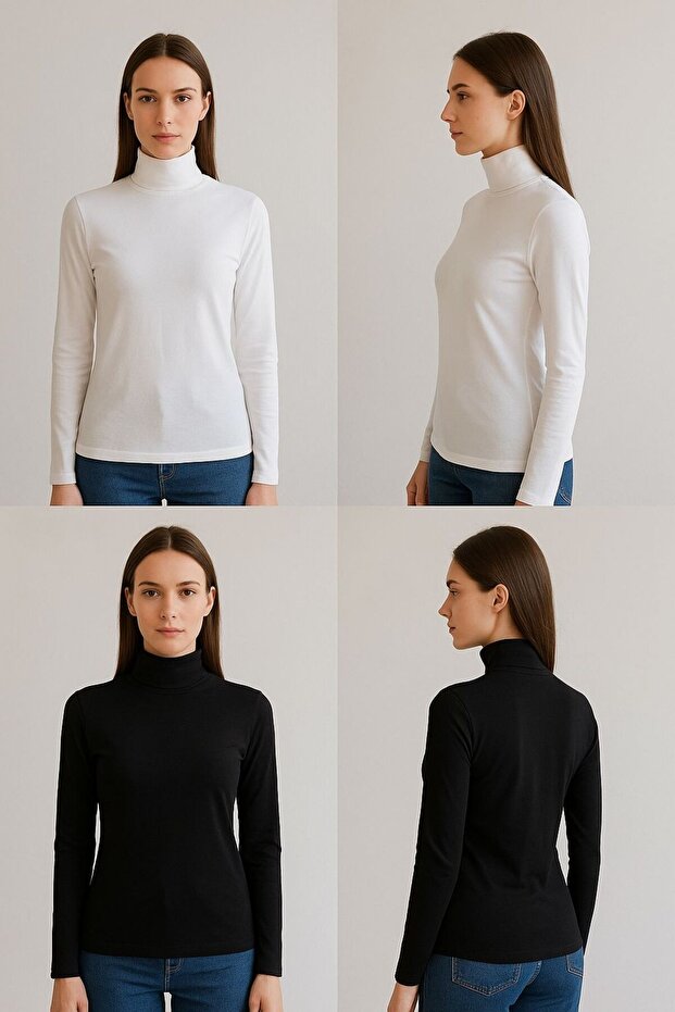 2-Pack of Mock Neck Long Sleeve Blouses