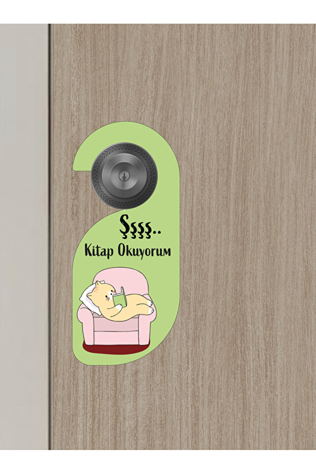 Şşş Kitap Okuyorum Kapı Askısı Kapı Uyarı Levhası - 3