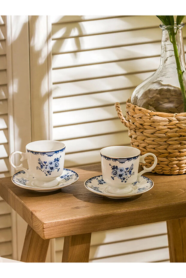 LCW HOME Mavi Baskılı 2 Kişilik Porselen Kahve Fincan Takımı 90 Ml - 1