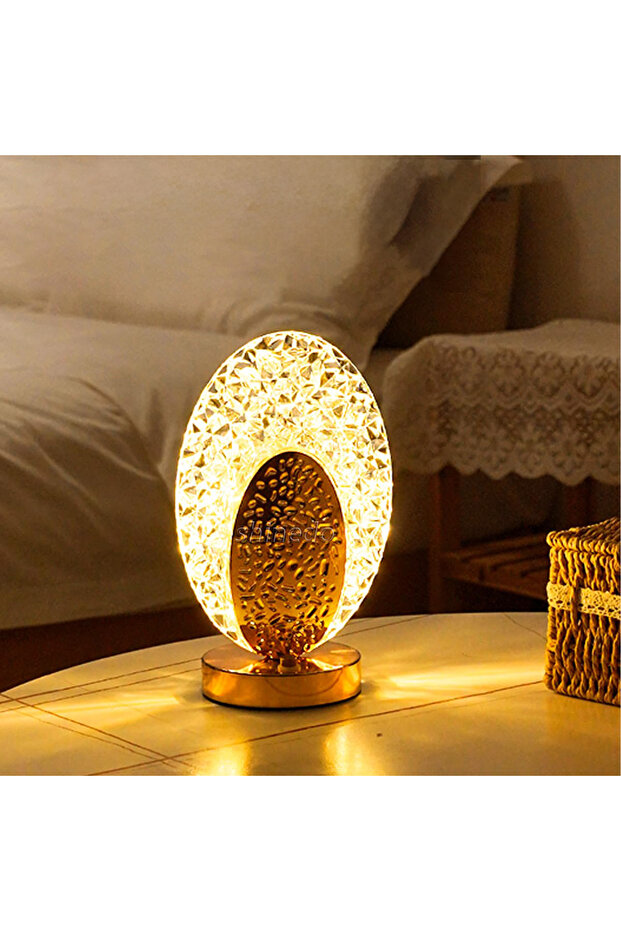 مصباح طاولة LED كريستالي بيضاوي الشكل - 1