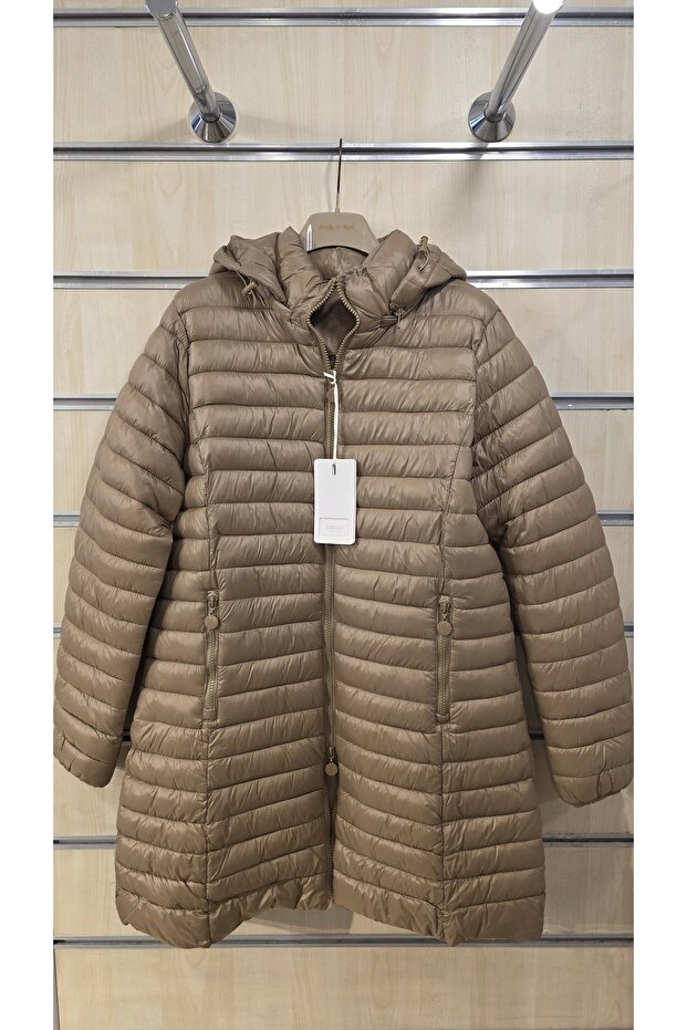 معطف مبطن بغطاء للرأس بنمط عادي - 1