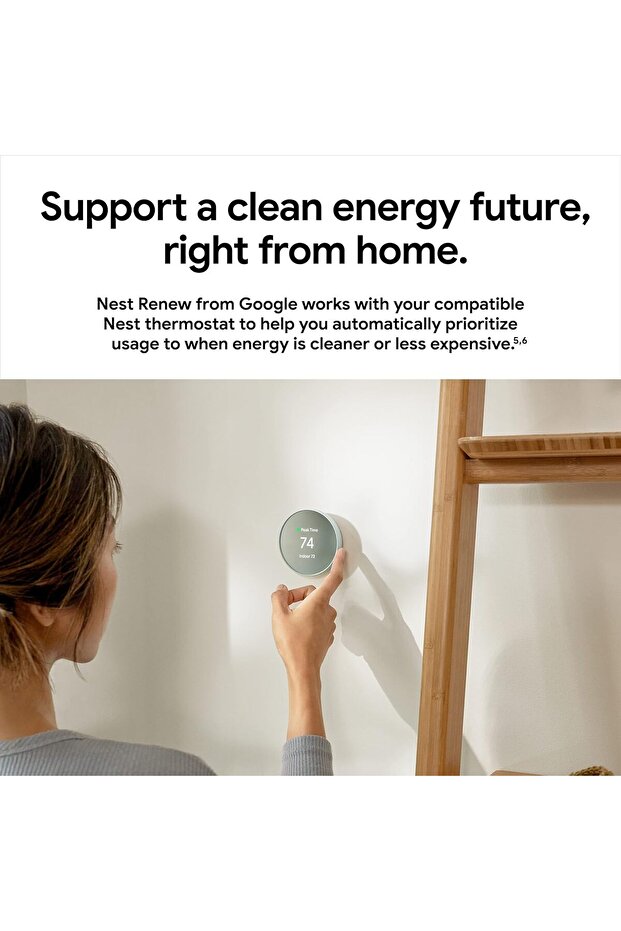 Nest Thermostat - Smart Thermostat for Home - Programmable Wifi Thermostat - Snow - 5