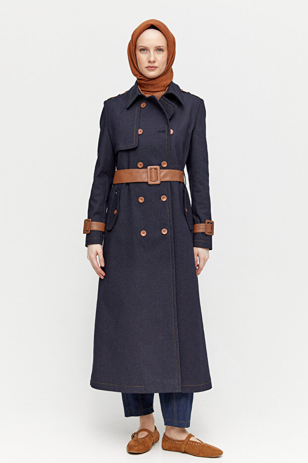 Kruvaze Kemerli Pardösü - 1