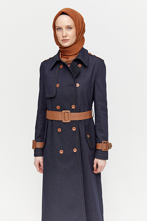 Kruvaze Kemerli Pardösü - 2