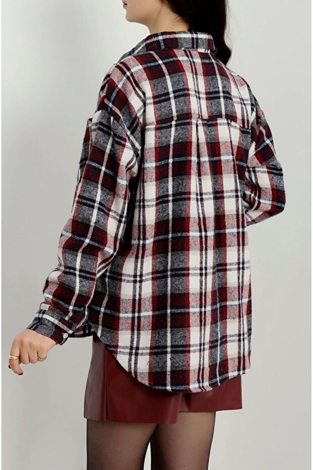 BORDO BEYAZ ODUNCU GÖMLEK - 3