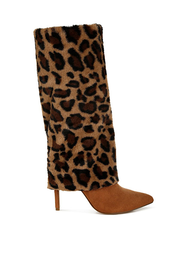 Women Fold-Over Calf-High Boots in Leopard