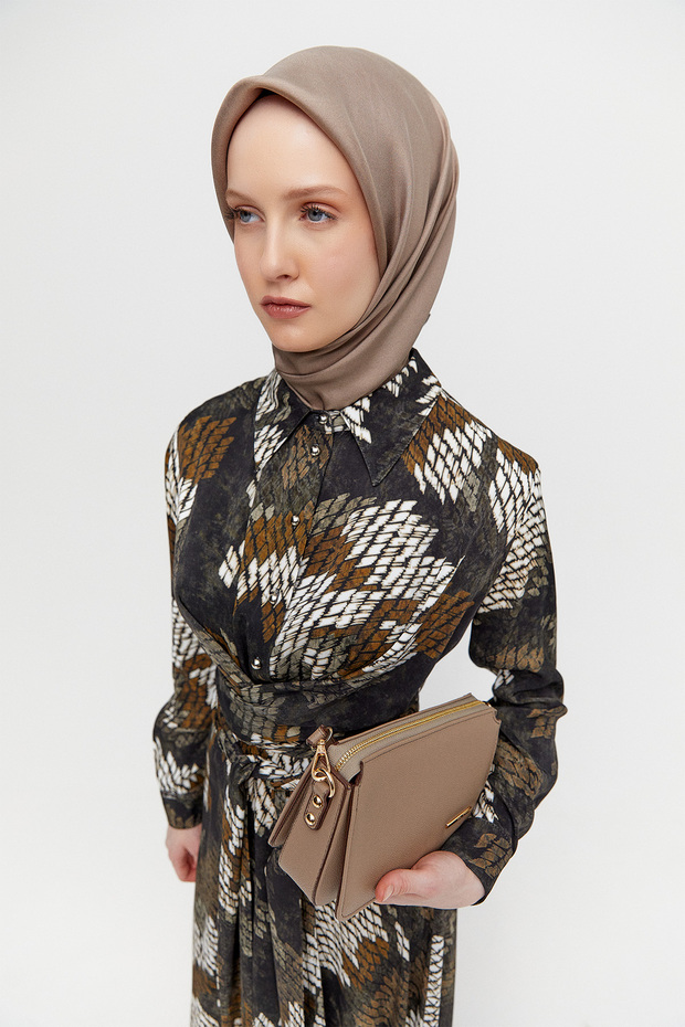 Desenli Floş Elbise - 4