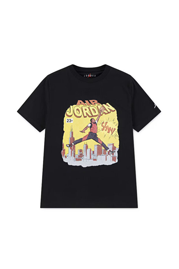 Jordan Patterned Black Cotton Children's T-Shirt 95F315